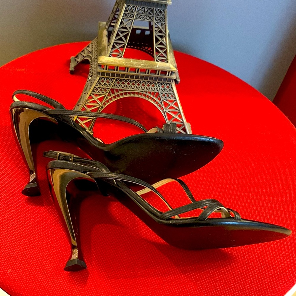 Made in 🇮🇹VTG 90’ ALDO 💯% Leather Bare Slingback Heels - Picture 3 of 15